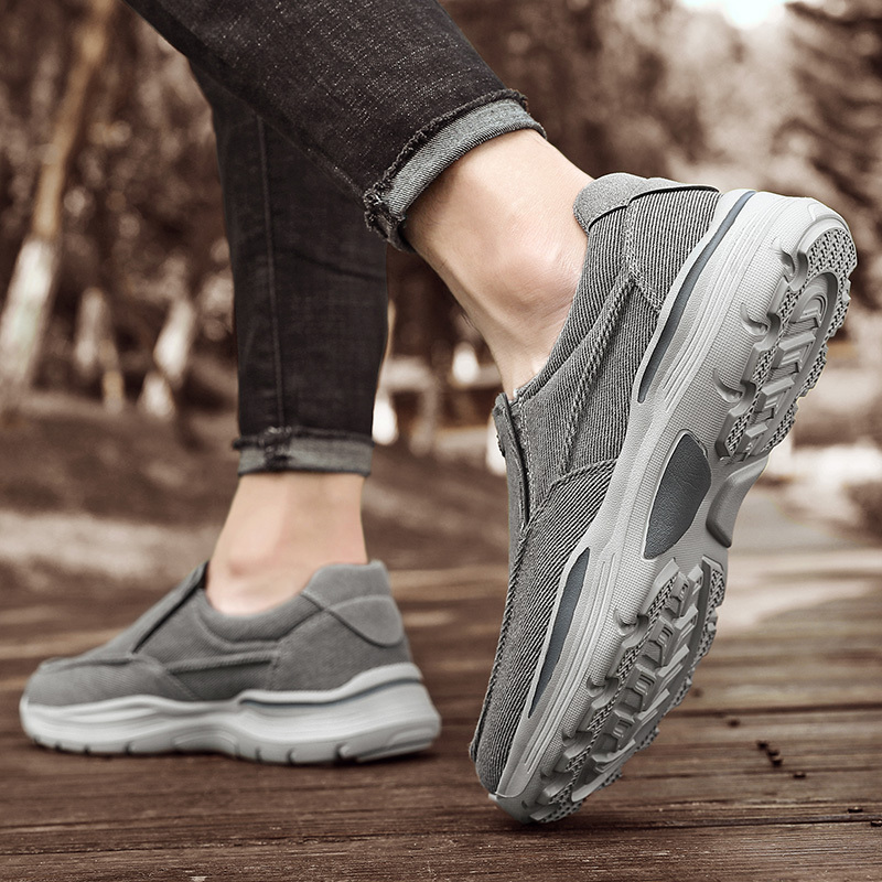mens canvas breathable slip on loafer shoes walking sneakers details 9